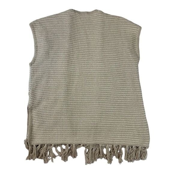 Loft Sweater Vest Womens Small Brown Crocheted Open Fringed‎ Boho Cottagecore - Picture 2 of 9